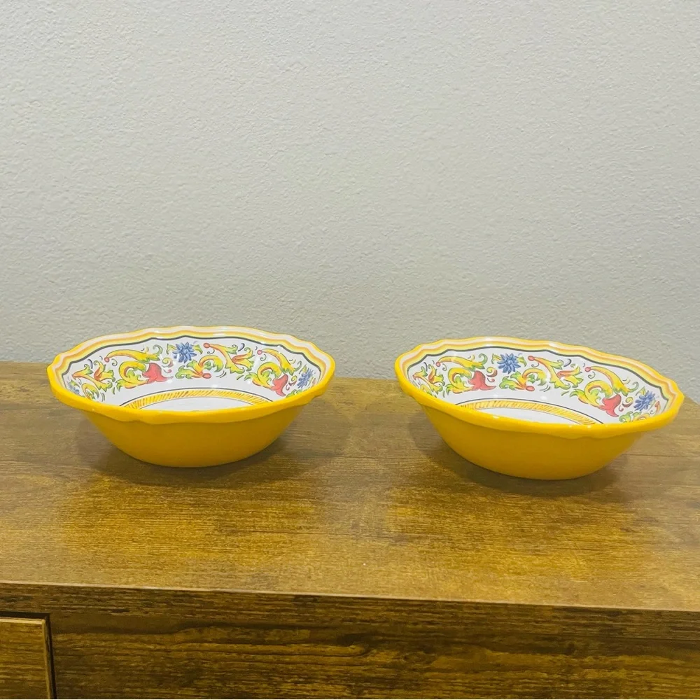 Sur La Table Floreal Melamine Dinnerware 2 Bowls & Single 9” Luncheon Plate